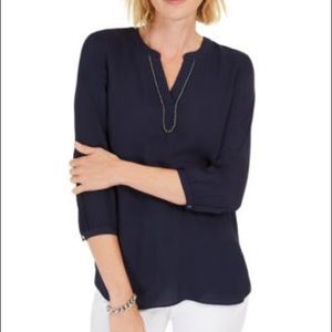 JM Collection Split Neck Tunic